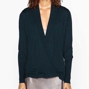 Zara Long Sleeve Cross Over Knit Sweater